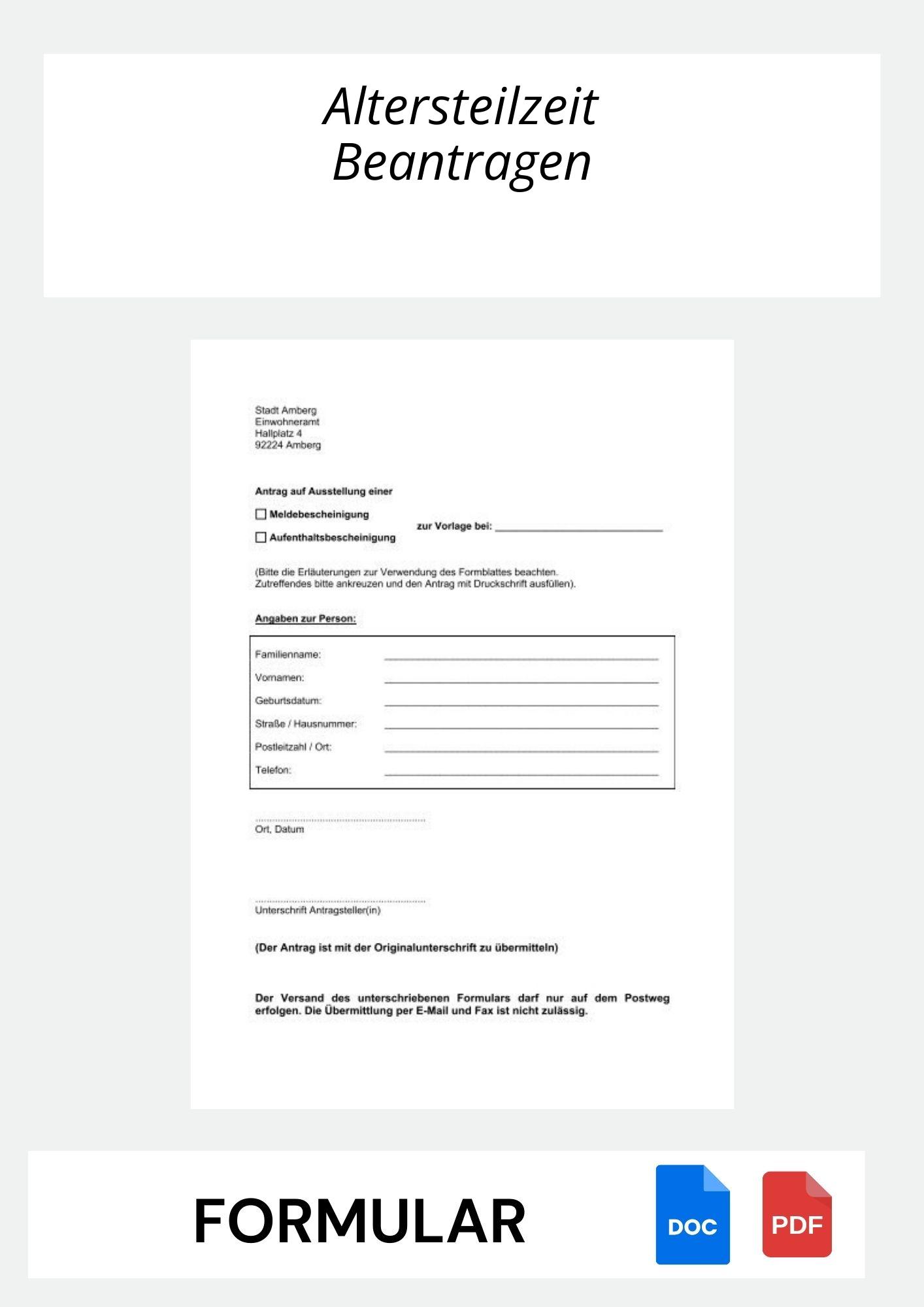 Altersteilzeit Beantragen Formular