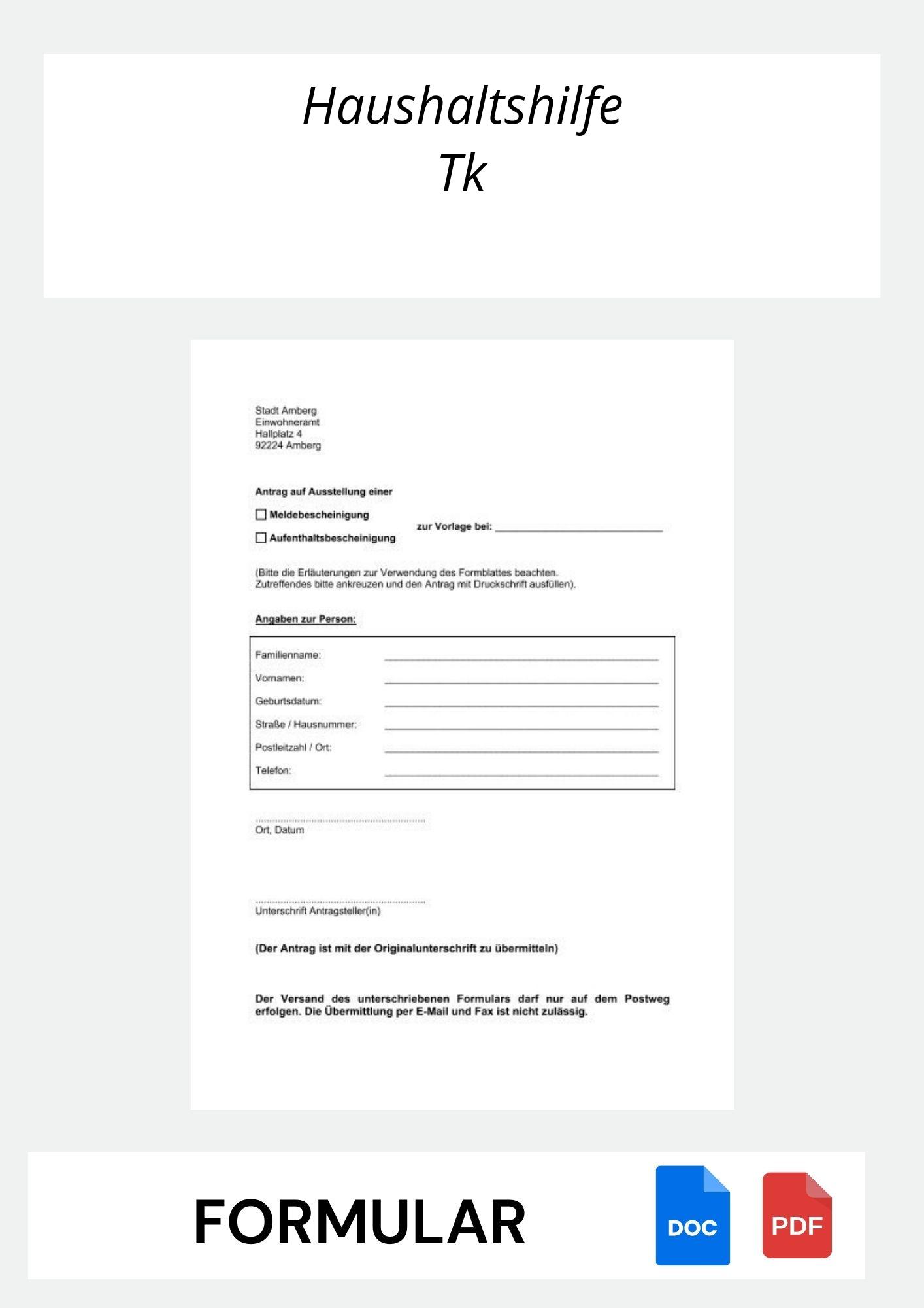 Antrag Auf Haushaltshilfe Tk Formular