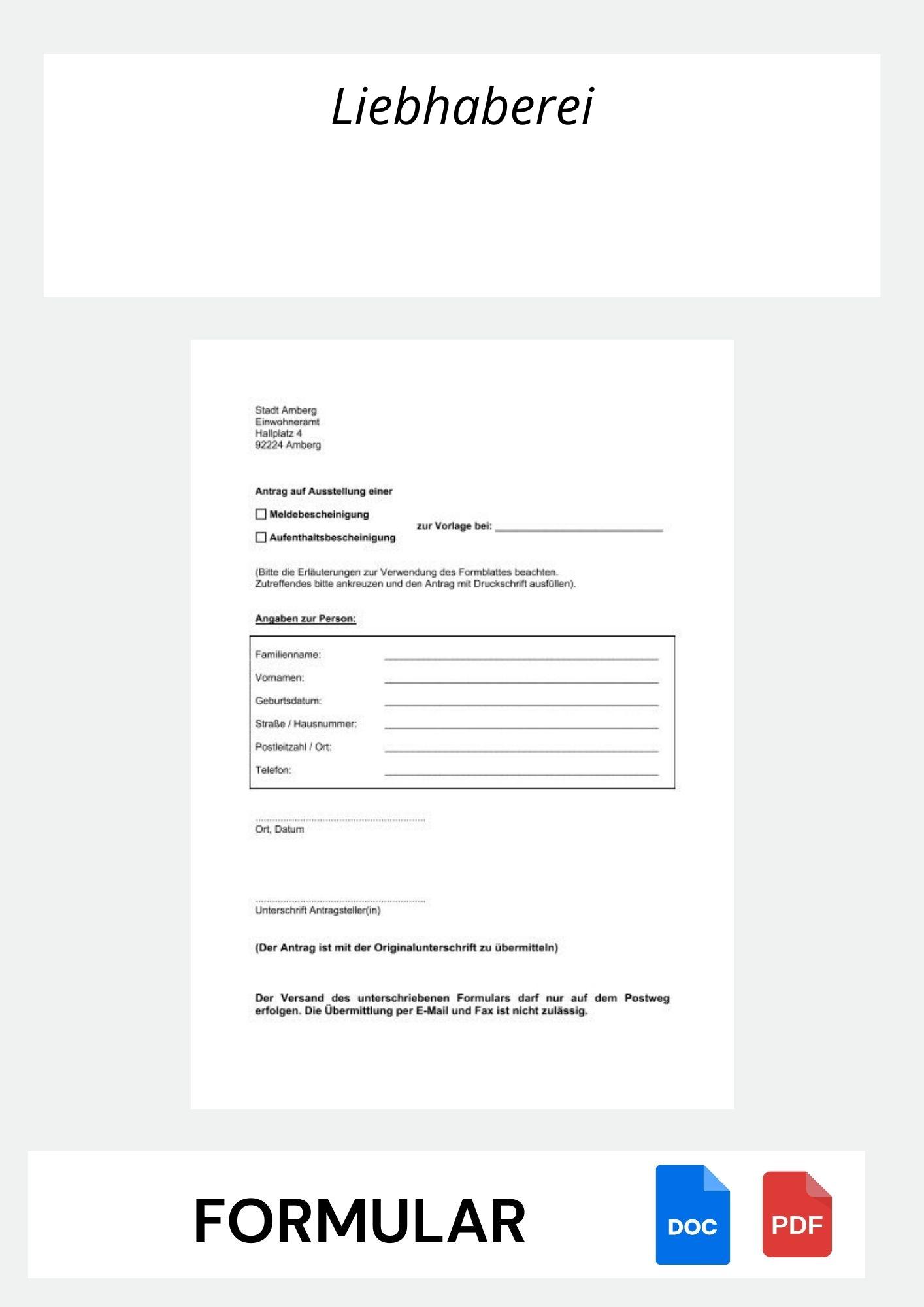 Antrag Auf Liebhaberei Formular