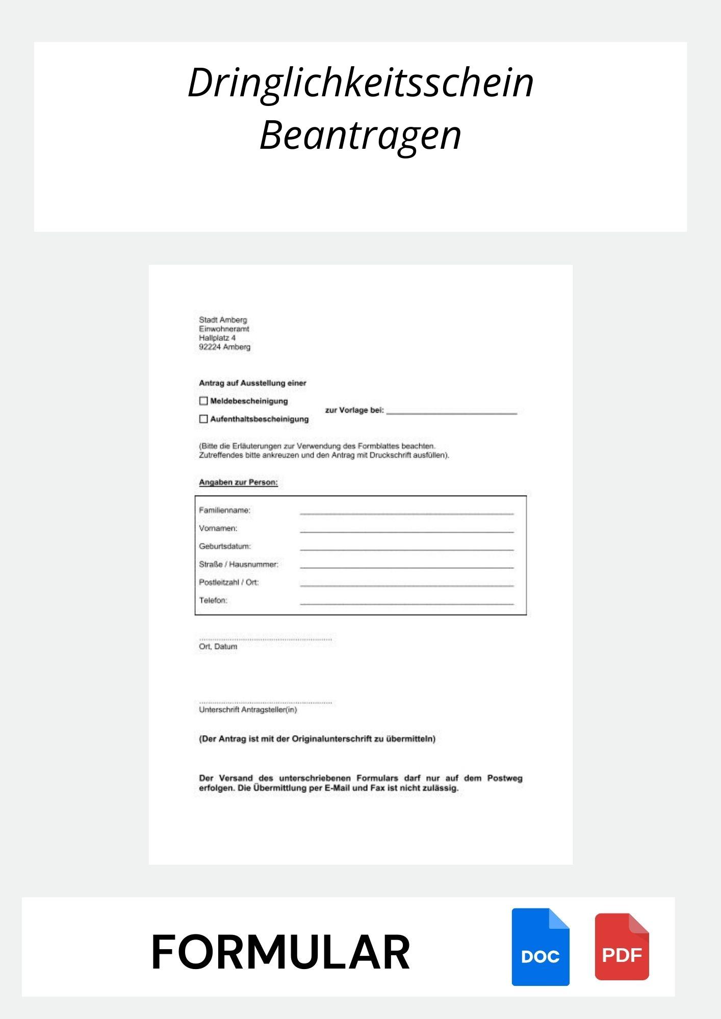 Dringlichkeitsschein Beantragen Formular