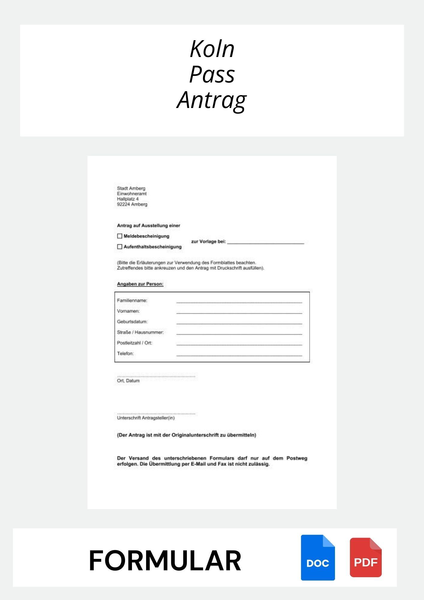 Köln Pass Antrag Formular