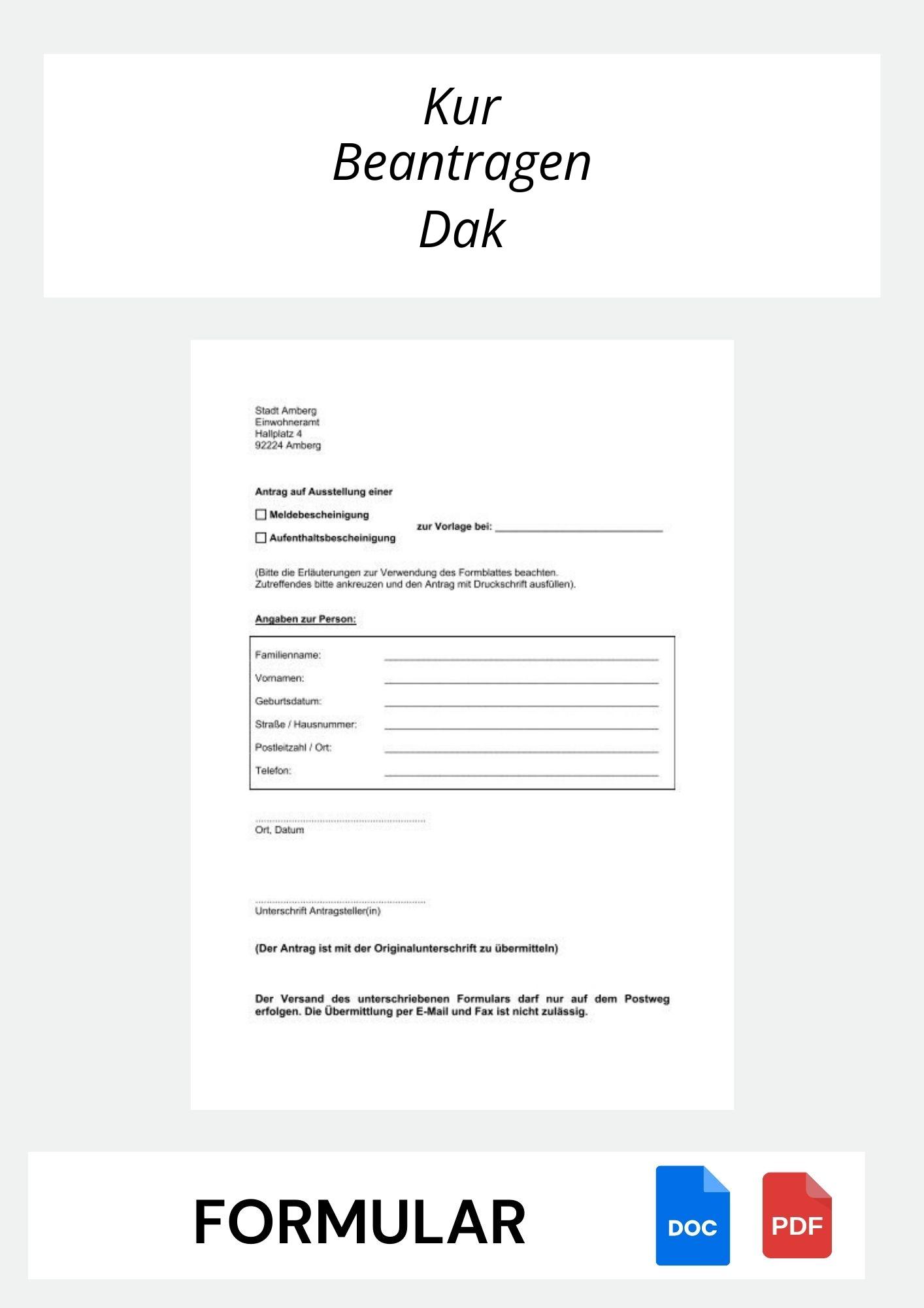 Kur Beantragen Dak Formular