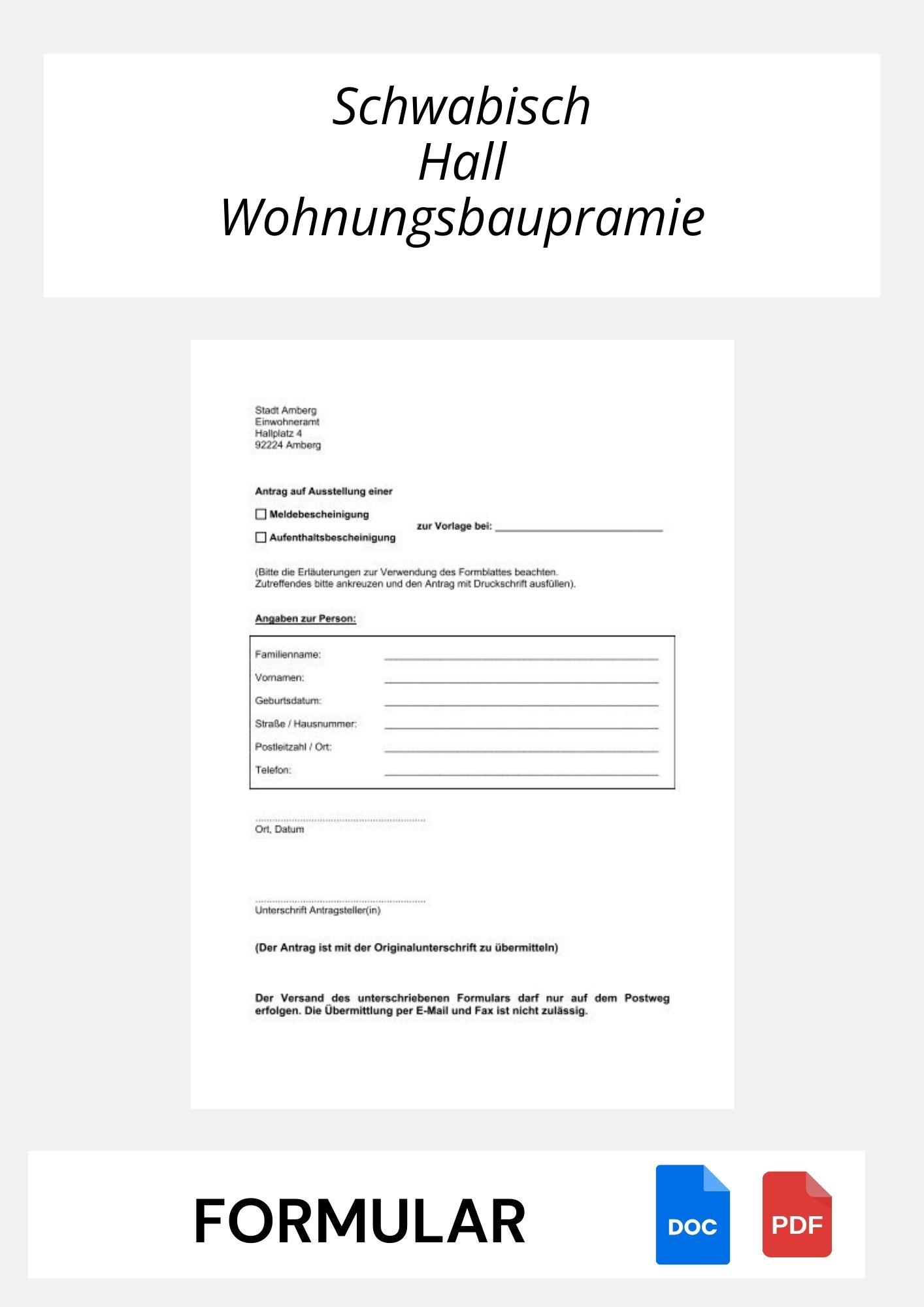 Schwäbisch Hall Antrag Auf Wohnungsbauprämie Formular