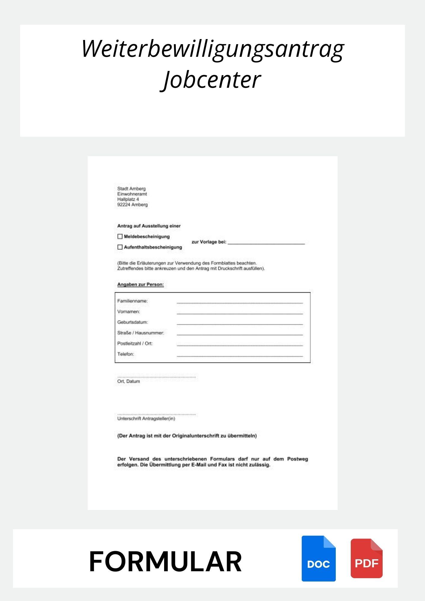 Weiterbewilligungsantrag Jobcenter Formular