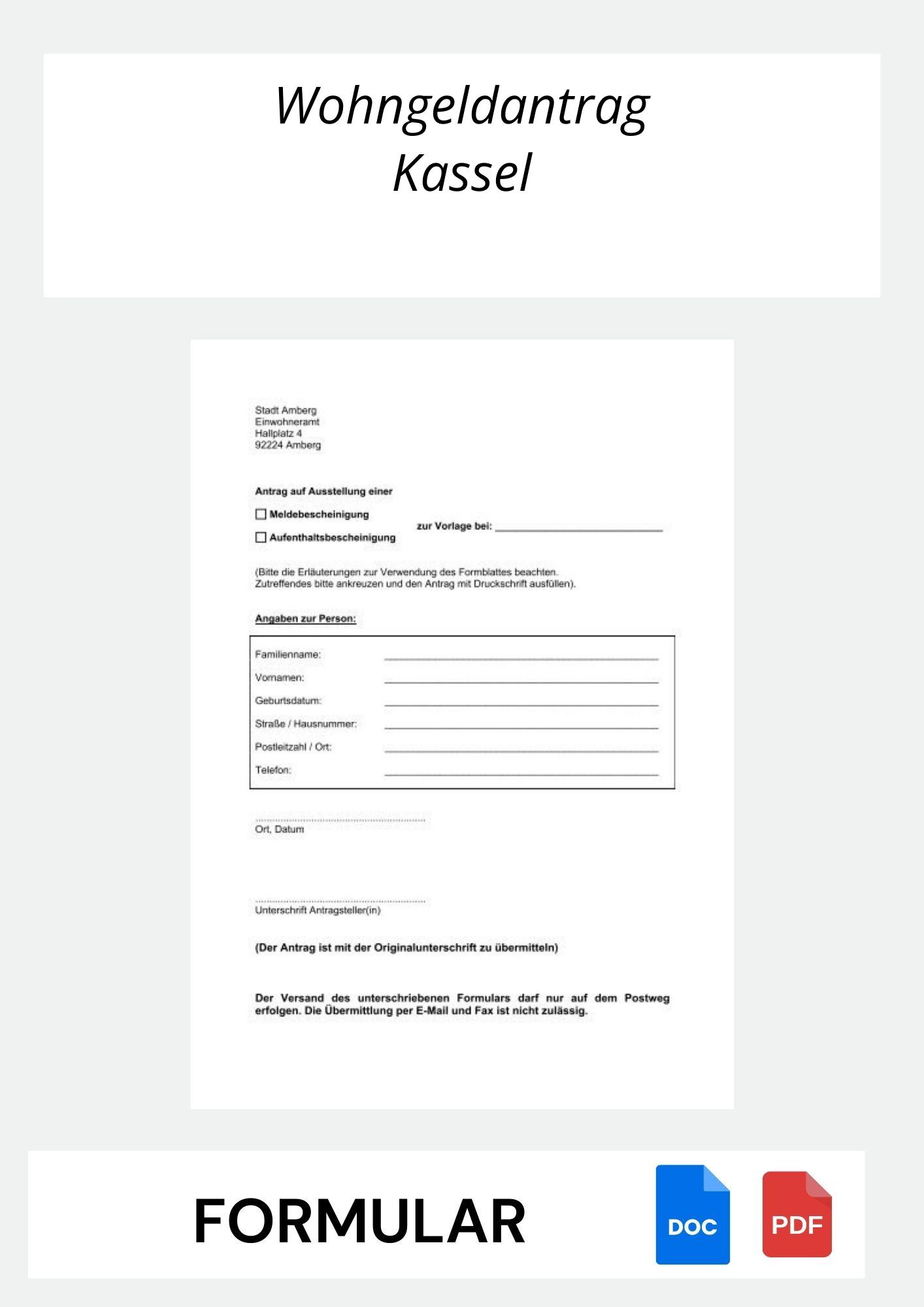 Wohngeldantrag Kassel Formular
